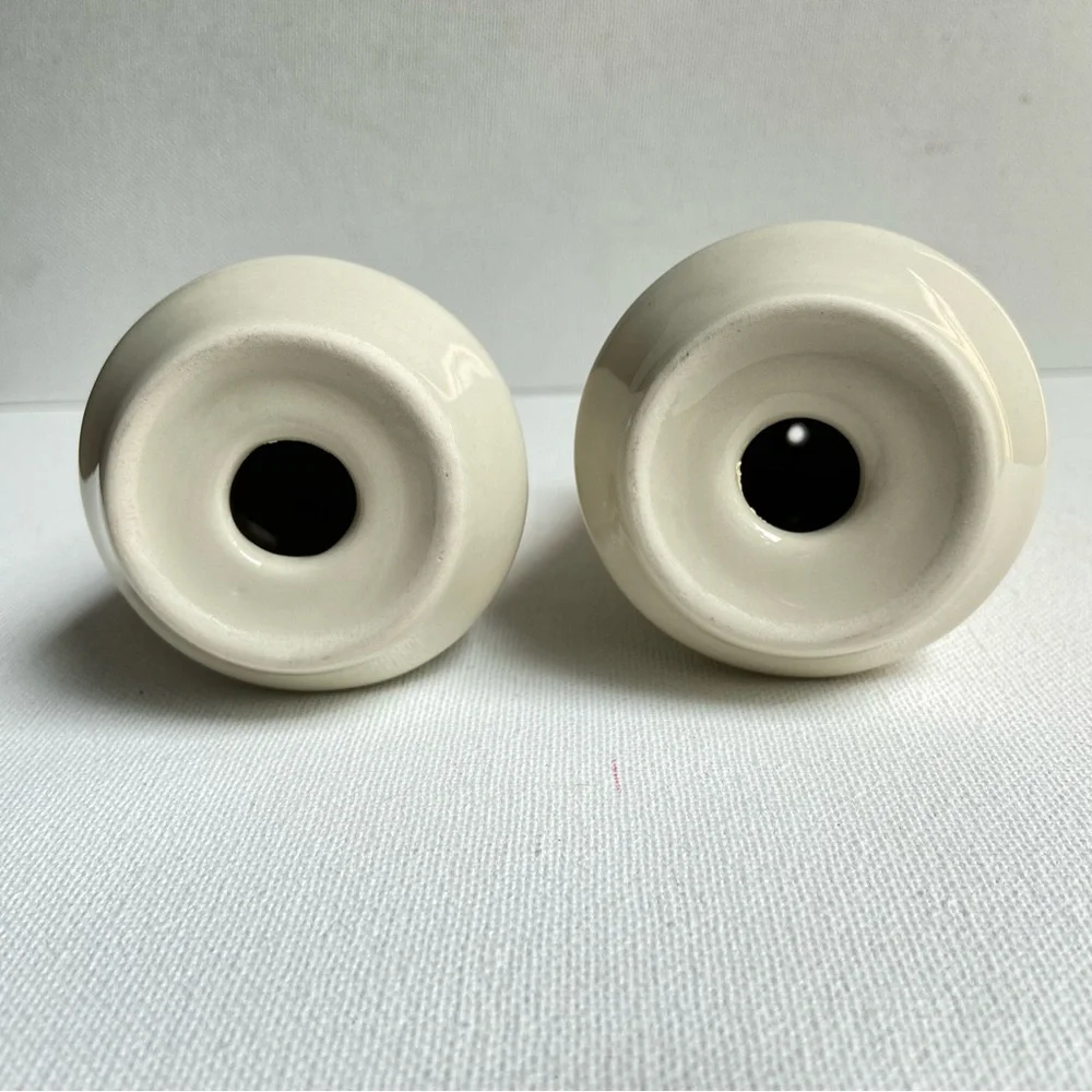 Pine Trees ceramic salt and pepper shakers in cream with shades of green